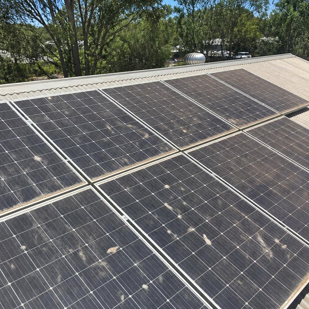 Before: Rooftop Solar Panel Wash in Springfield Lakes